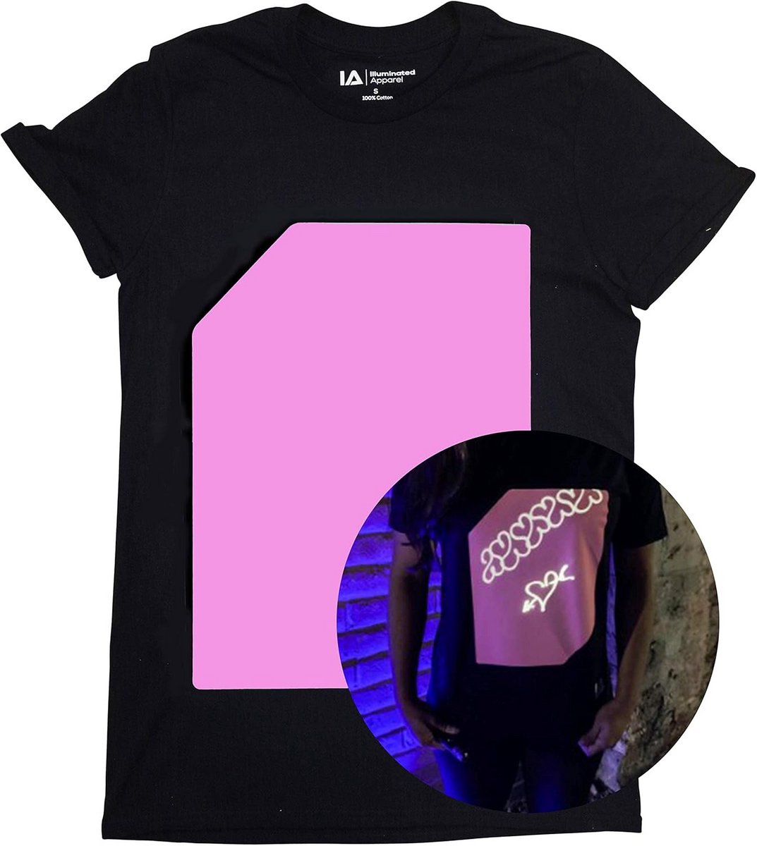 Glow in the Dark T-shirt met Lichtpen - Teken in het Donker - Wasbaar