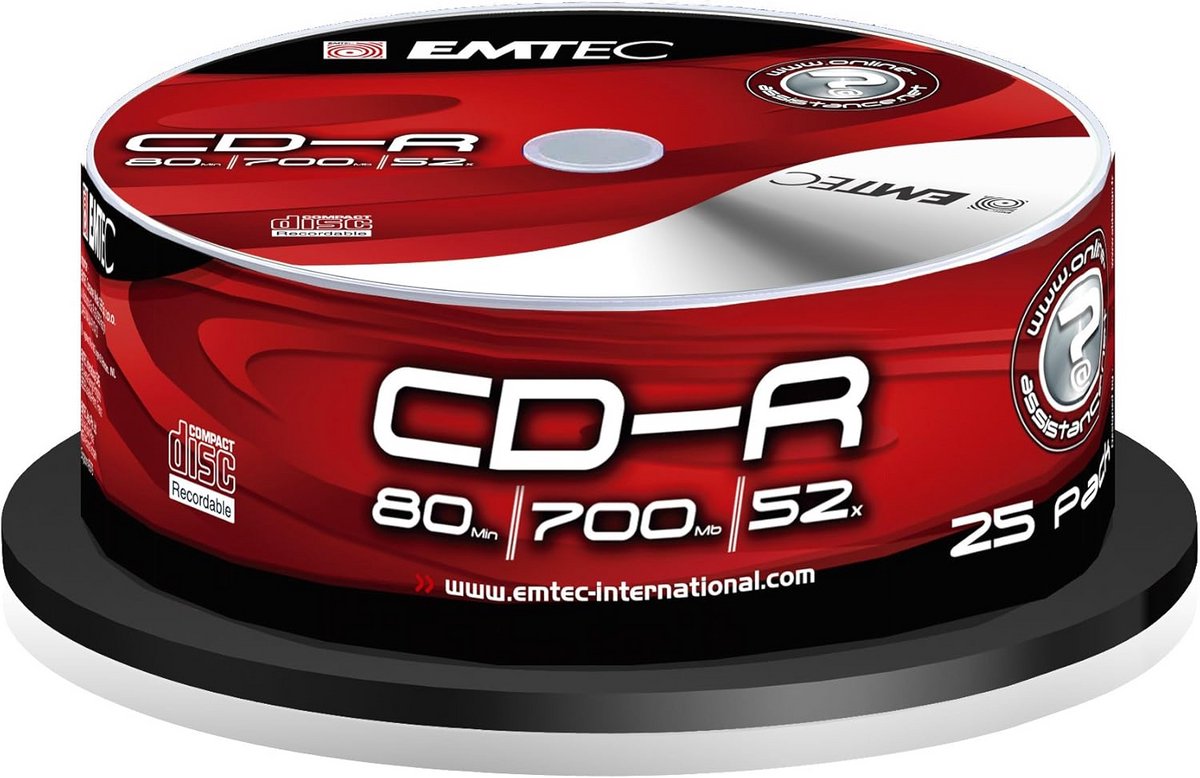 25x CD-R Hoge Capaciteit 700MB Opnamebare Compact Discs Zwart