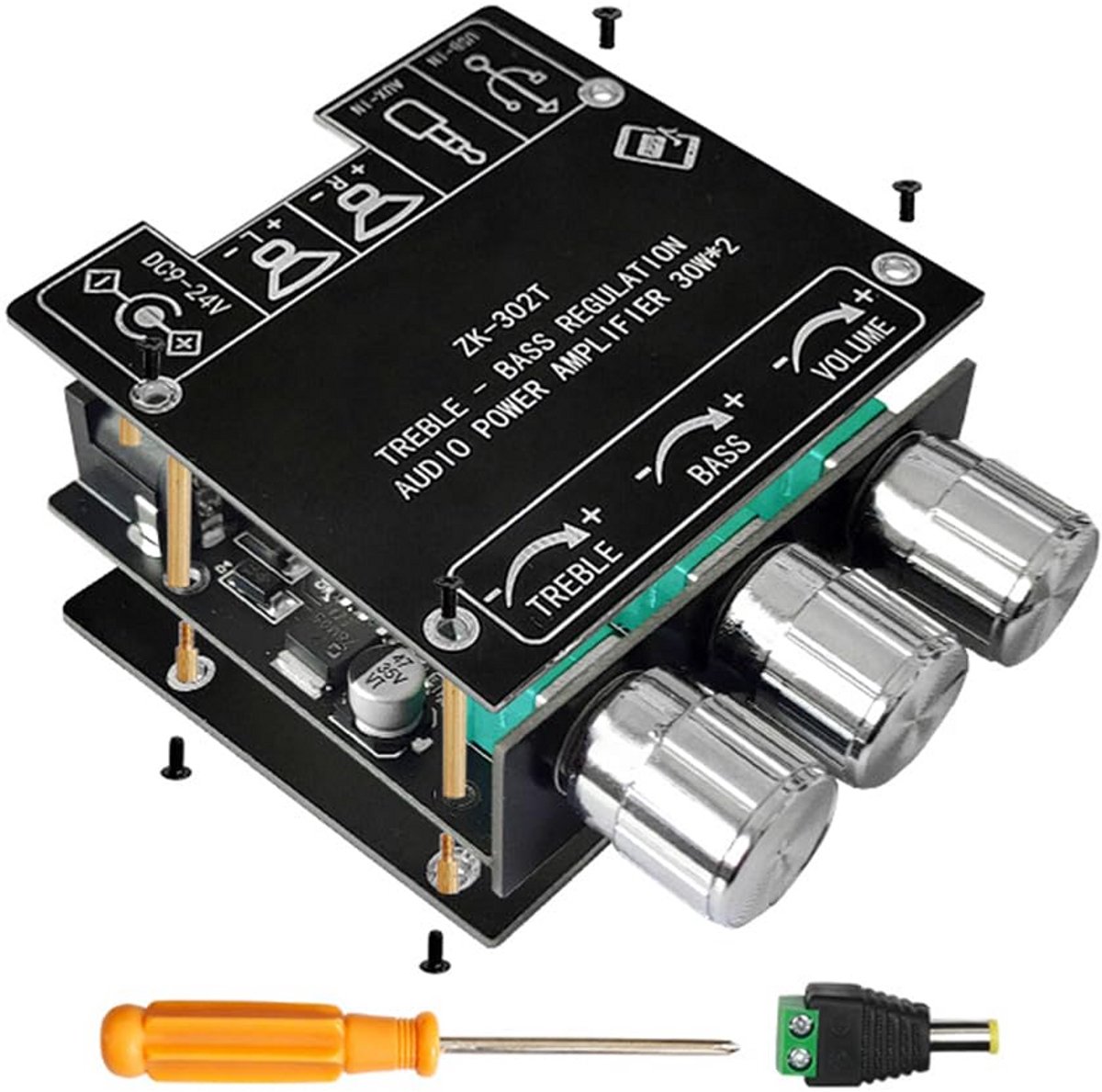 Digitale Stereo Audio Power Versterker Module 2.0 met Bas en Hoogte Instelling