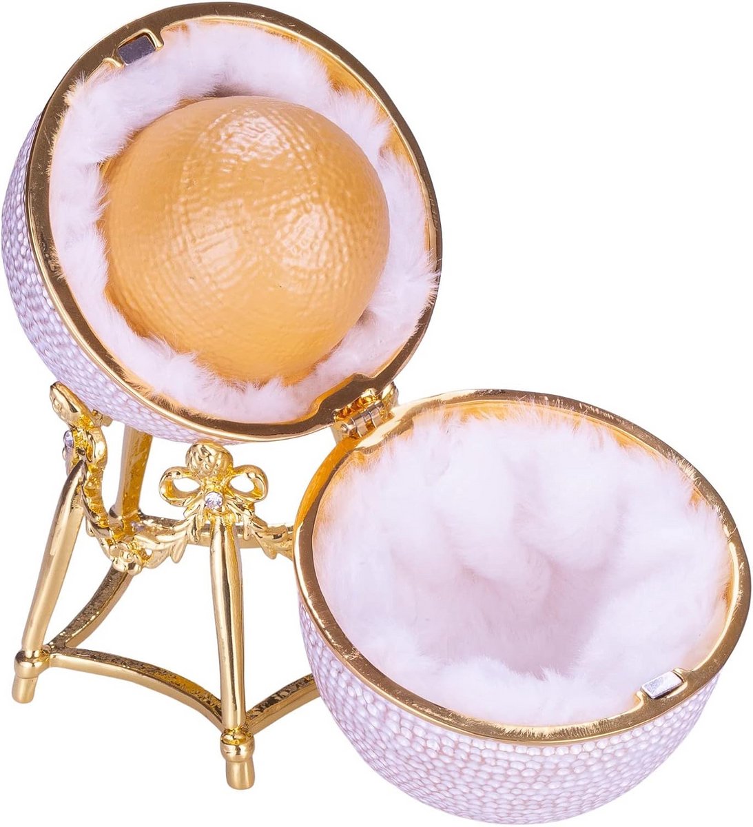 Faberge-stijl Fabergé Eerste Kippenei Juwelendoos met Kip, 13 cm Wit