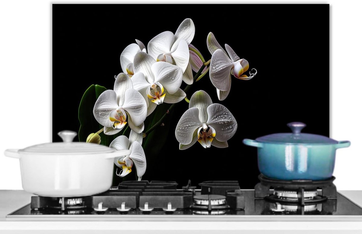 Hittebestendig Keukenscherm Orchidee 60x40 cm - Spatwand voor Kookplaat Gemakkelijk Ophangen