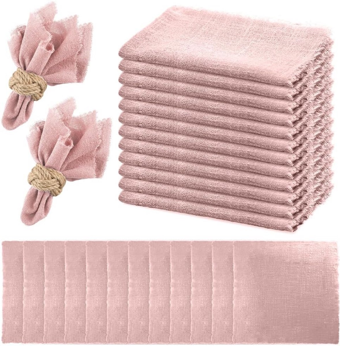 Set van 12 Stoffen Servetten Katoen Herbruikbaar 42x42cm voor Diner en Feest