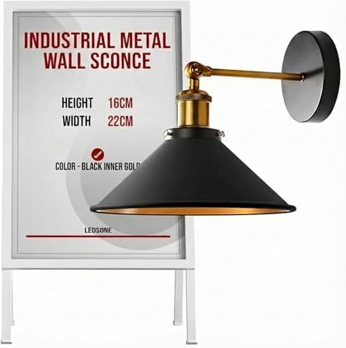 Industriële Metalen Kegel Wandlamp E27 Fitting voor Binnen en Buiten
