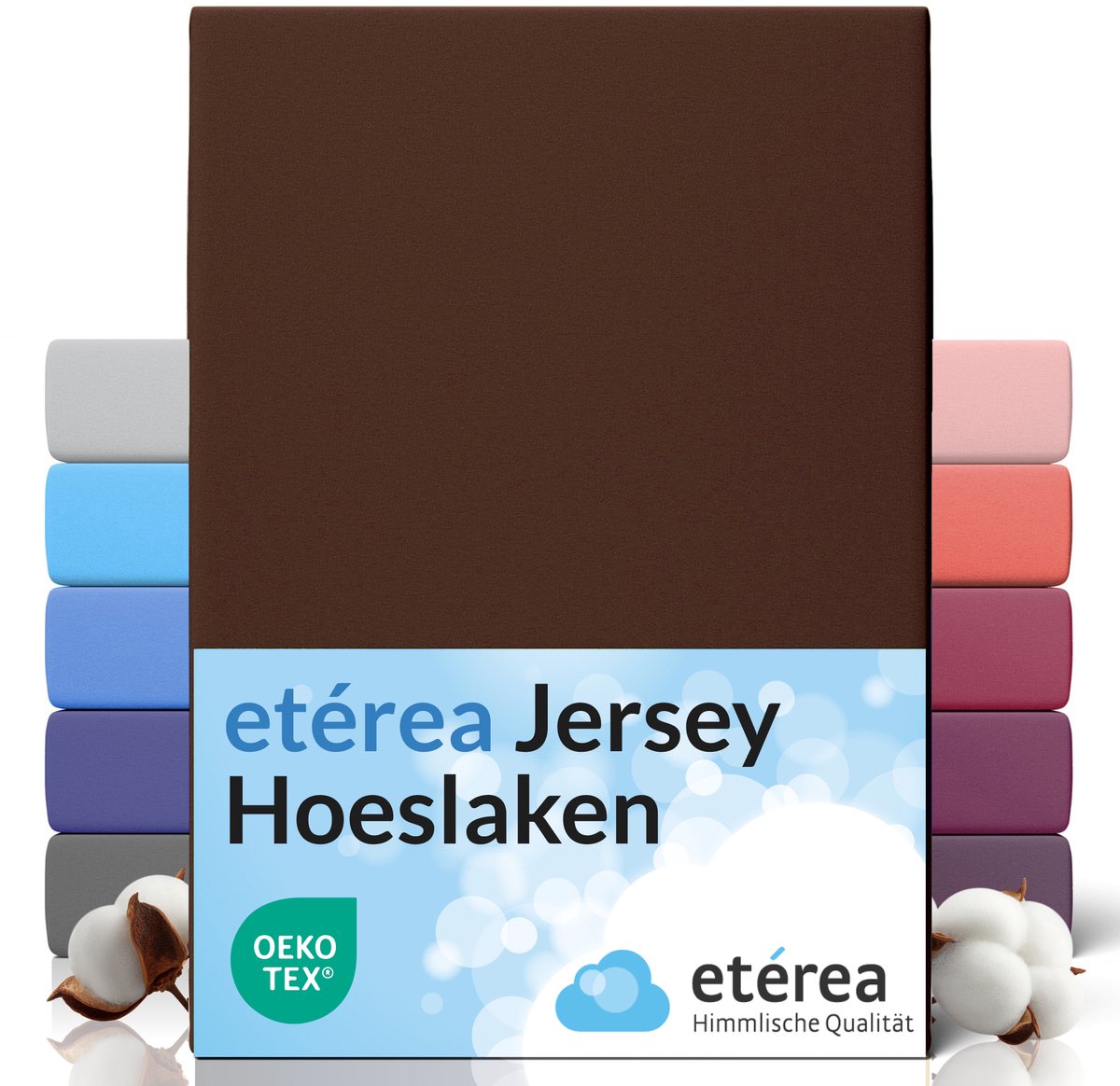 etérea Jersey Hoeslaken 180x200 - 200x200 cm Oekotex Made in Green - 100% katoen - Donkerb