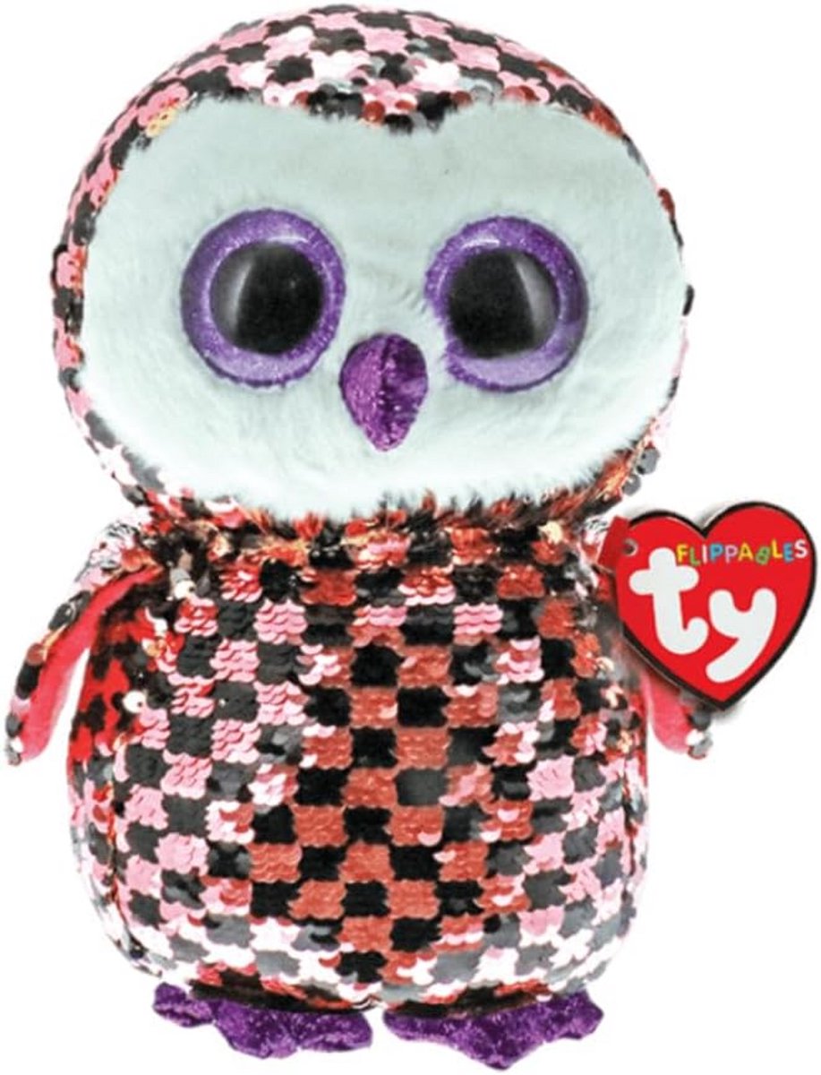 Pluche Uil met Omdraaibare Pailletten - Knuffeldier voor Kinderen