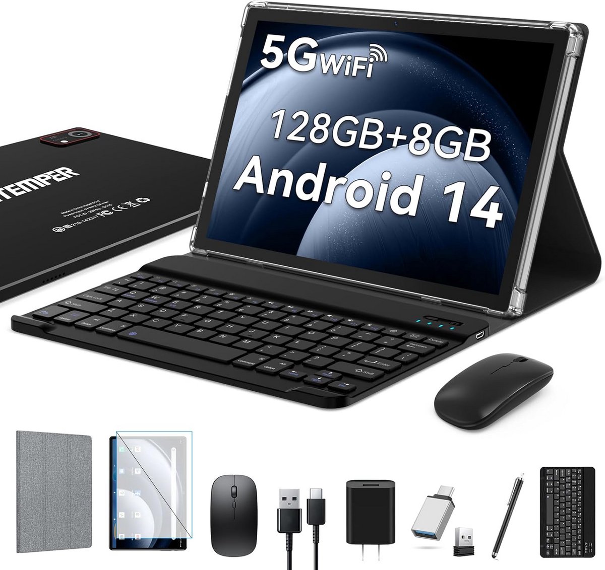 Android 14 Tablet 10 Inch met 8GB RAM, 128GB Opslag, Octa-Core Processor en 5G WiFi