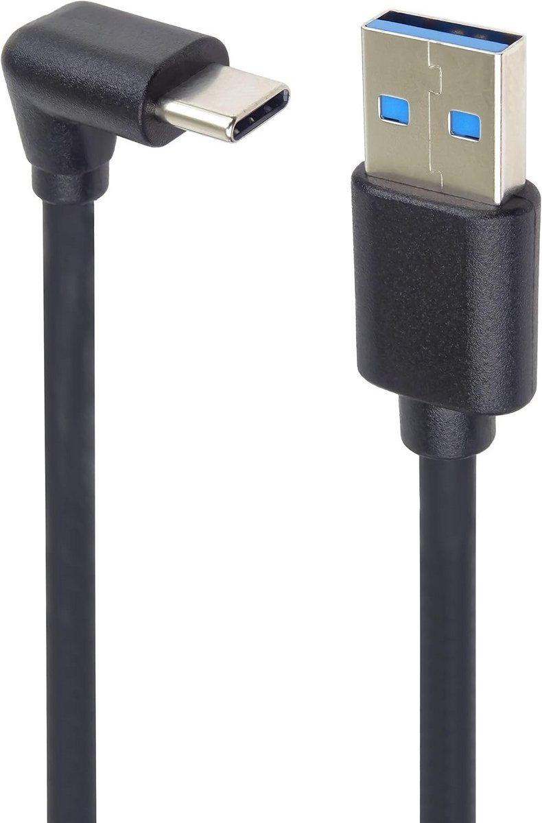 USB-A naar USB-C Kabel 1m - 5 Gbit/s Data & 40W Oplaadkabel met 90 Graden Hoekconnector