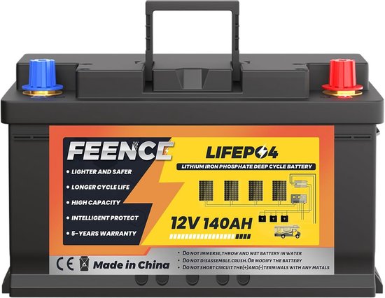 12V 140Ah LiFePO4 Lithium Accu met Bluetooth - 1792Wh voor Camper en Caravan