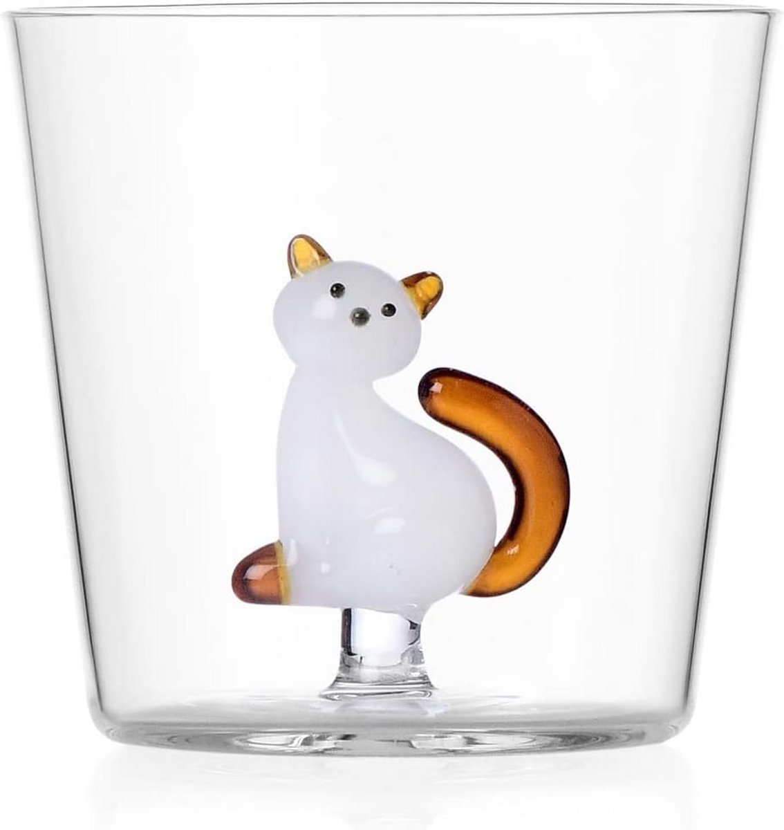 Witte Kat Tumbler Glas met Amberkleurige Staart - 35 cl
