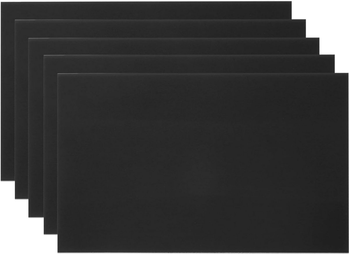 5x Zwarte Gegraveerde Aluminium Platen Rechthoekig - 15x25 cm Dun Zelfklevend
