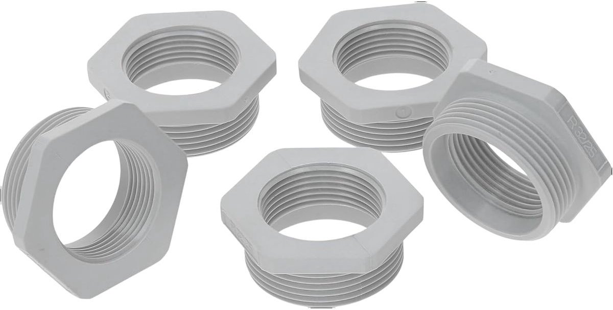5 stuks Kalitec G6322500 verloopstuk M32/M25 kunststof lichtgrijs