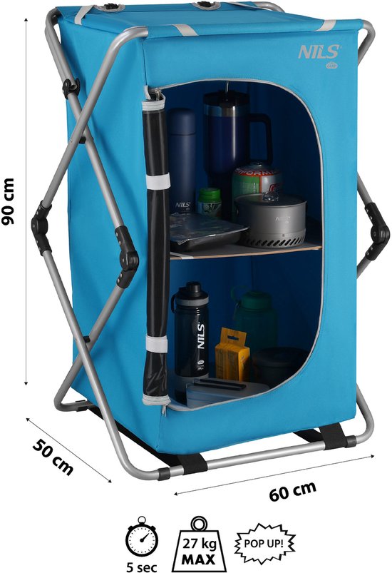 NILS CAMP NC3702 - Pop-Up - Campingkast - 2 Planken - Snelle Montage van NILS CAMP — afbeelding 3