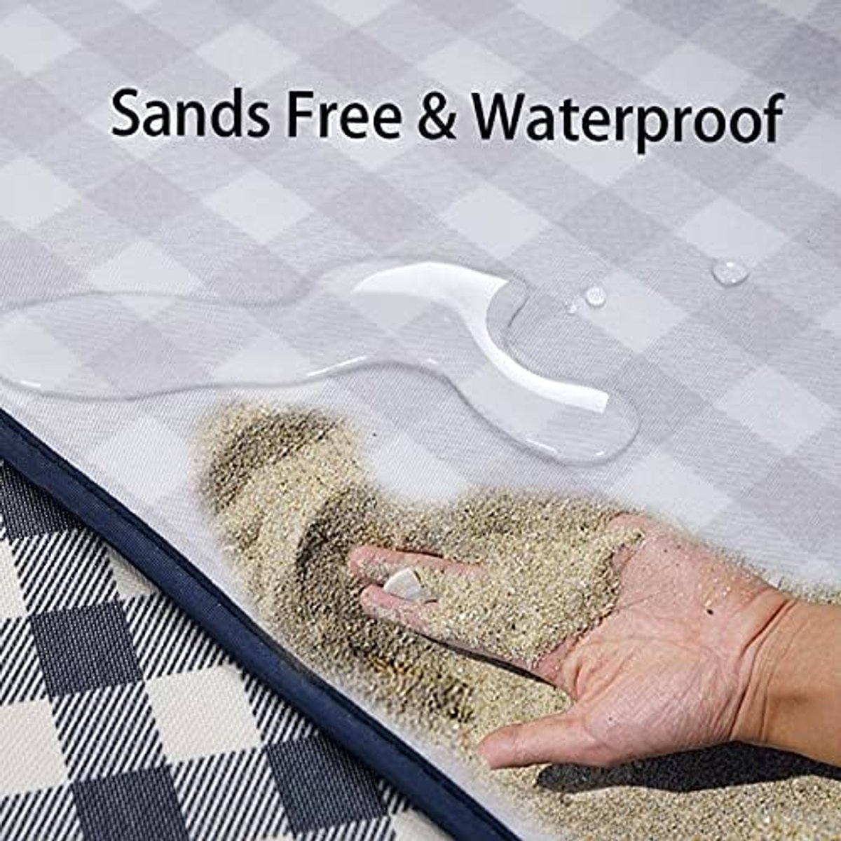 Stranddeken Extra Groot Picknickkleed - Zandvrij Waterdicht - Opvouwbaar Draagbaar - Reiskleed voor Strand, Hiken, Festival, BBQ, Park, Gras - Grijs - 200x200cm - 1 Stuk — cadeau in Sport & Outdoor - foto 7