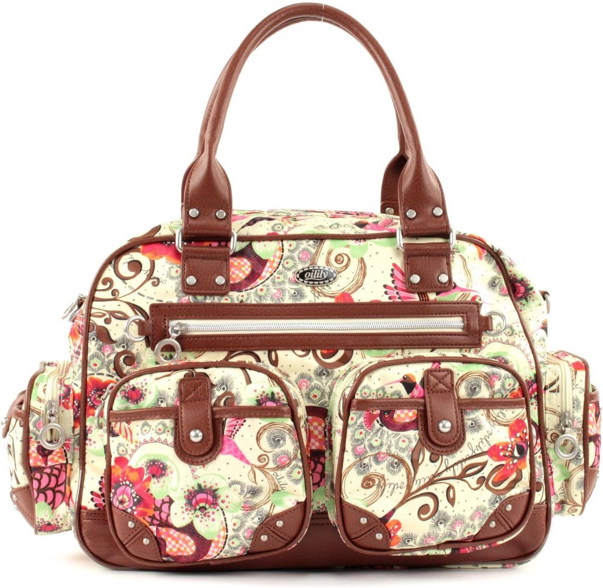 Dames Schoudertas met Tropical Birds Print - Ruim Compartiment, Afneembare Riem