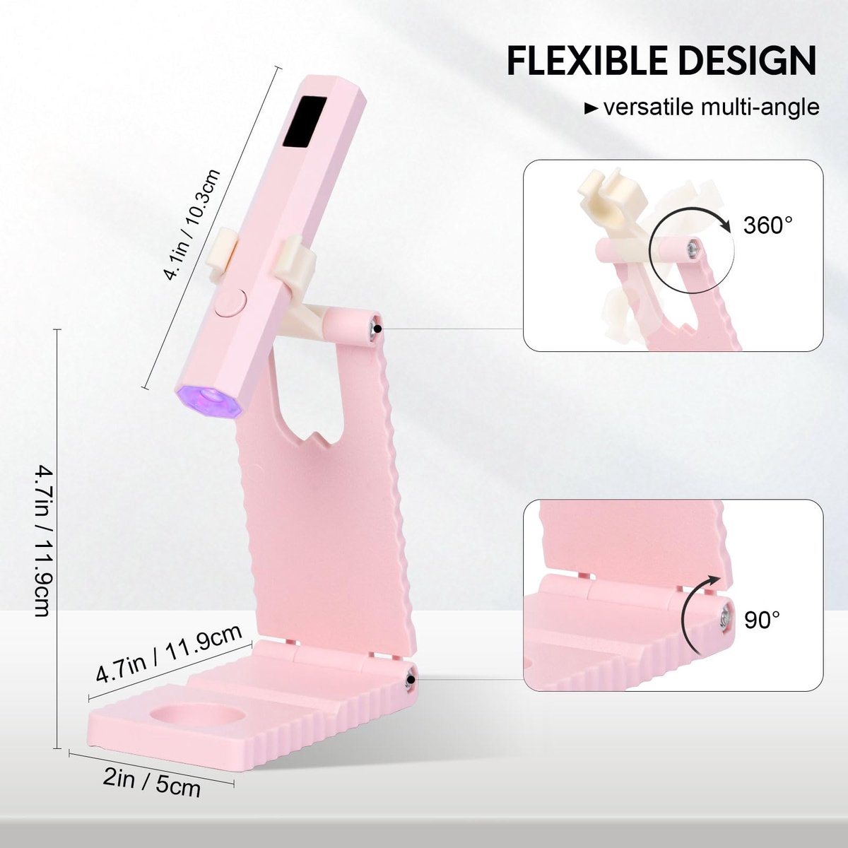 Namajunas - Mini Nagellamp - UV-lamp voor Gelnagels - Met Standaard - Oplaadbaar - Draagbare Nagellamp - LED Nagellamp - 2 Timerstanden Nageldroger - Nagel lamp - DIY-nagels - Nagelstyling — cadeau in Verzorging - foto 2
