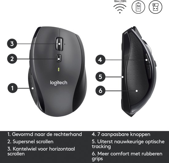 M705 Marathon Wireless Mouse, USB 2.4GHz
