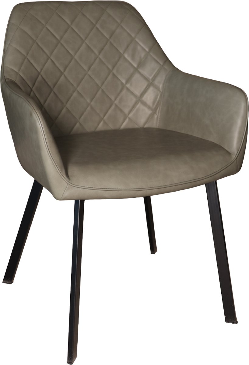 Lizzely Garden & Living SET DEAL: 6 stuks Eetkamerstoel met armleuning Yurgan donkergroen kunstleder eetstoel zetel donkergroen, donkergroen kunstleder