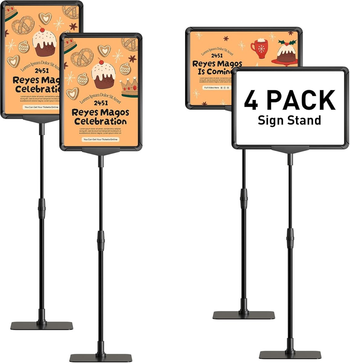 Set van 4 Verstelbare A4 Prijshouders en Display Stands voor Tafel en Bureau