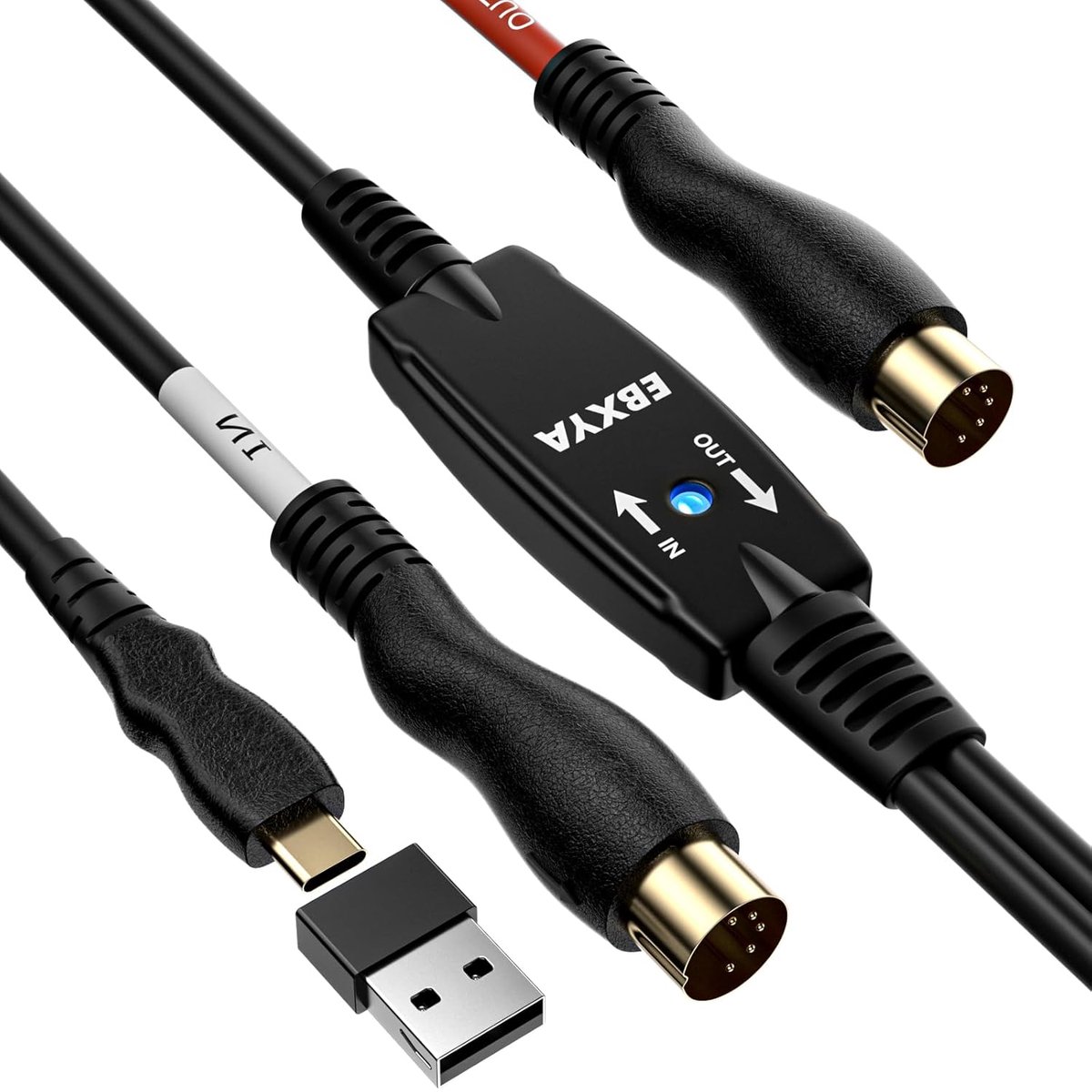 MIDI Kabel - Type-C Interface - Muziek Opnemen - Stabiele Dataoverdracht - 2 Meter - Zwart