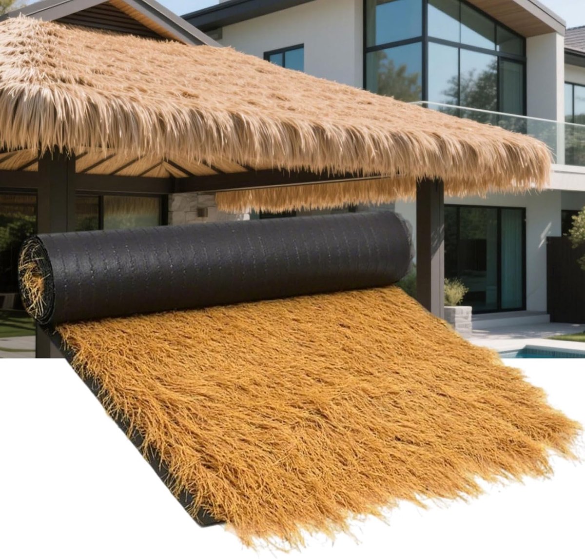 Synthetisch Rieten Dakbedekking Waterdicht - UV-Bestendige Faux Rietmat voor Tuin en Overk