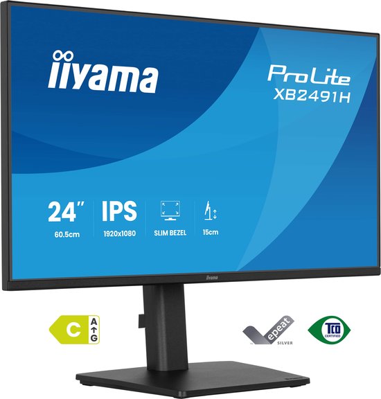 24″ Full HD IPS Monitor iiyama ProLite XB2491H-B1, 120Hz, Ergonomisch Verstelbaar, Dunne Rand