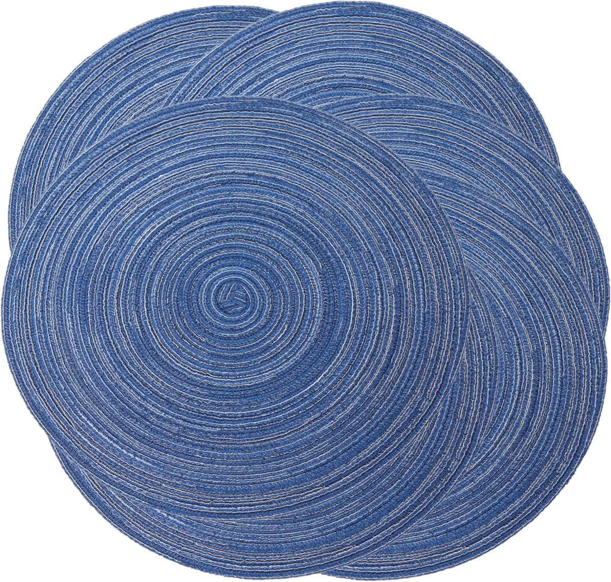 Set van 6 Ronde Gevlochten Placemats 38 cm - Wasbare Tafelmatten