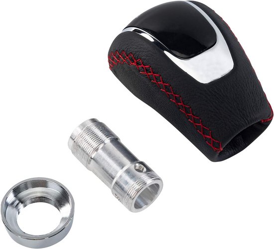 Universele versnellingspookknop met 3 adapters 8 mm, 10 mm, 12 mm voor handgeschakelde auto's, aluminiumlegering en leer (zwart en rood) van Merkloos — afbeelding 5