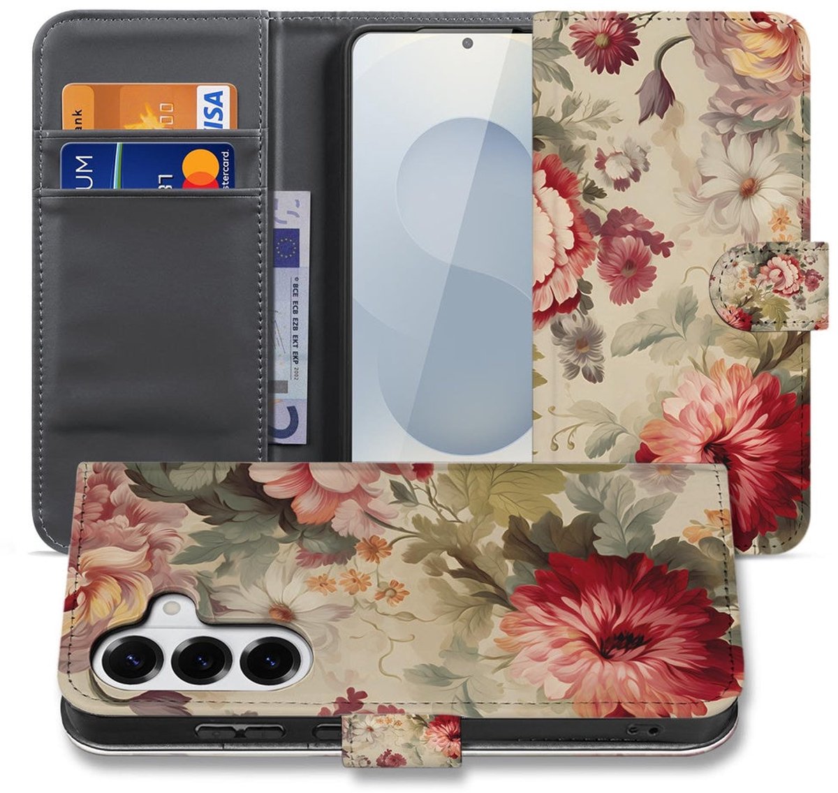 Portemonnee Hoesje Samsung Galaxy S26 Bloemenprint