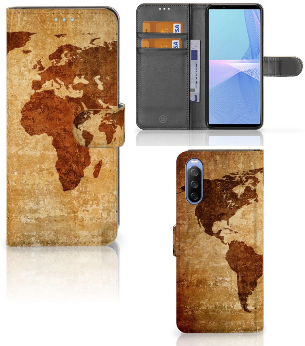 Sony Xperia 10 III Flip Cover Wereldkaart