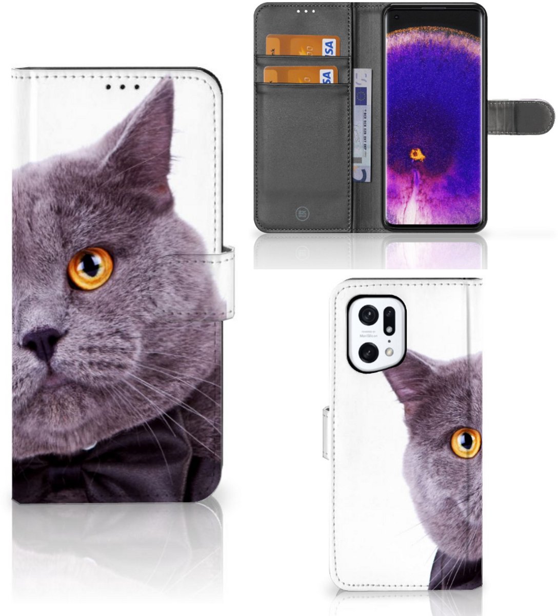 OPPO Find X5 Pro Telefoonhoesje met Pasjes Kat