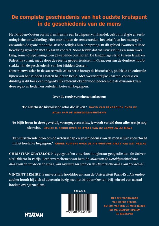 Boekomslag met tekst over de geschiedenis van het Midden-Oosten.