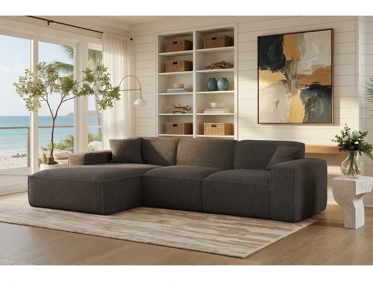 Hoekbank L-vorm Luga – Teddy Stof (Sven) – 268x169 cm –bruin – Bellavero