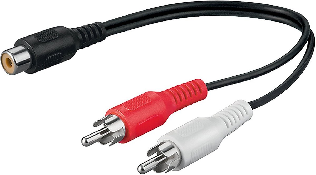 0,2 m RCA-koppeling naar 2x RCA-stekker - Afgeschermd Audio Y-kabel