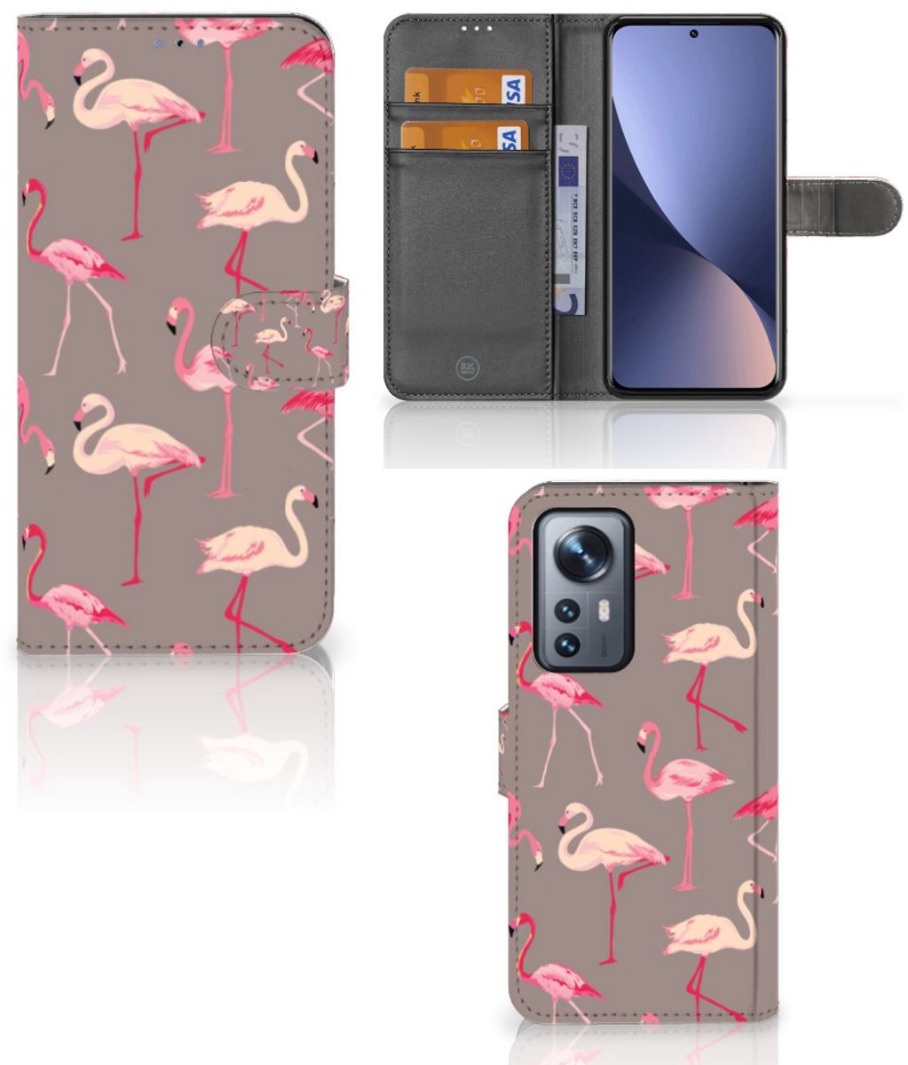 Xiaomi 12 Pro Telefoonhoesje met Pasjes Flamingo