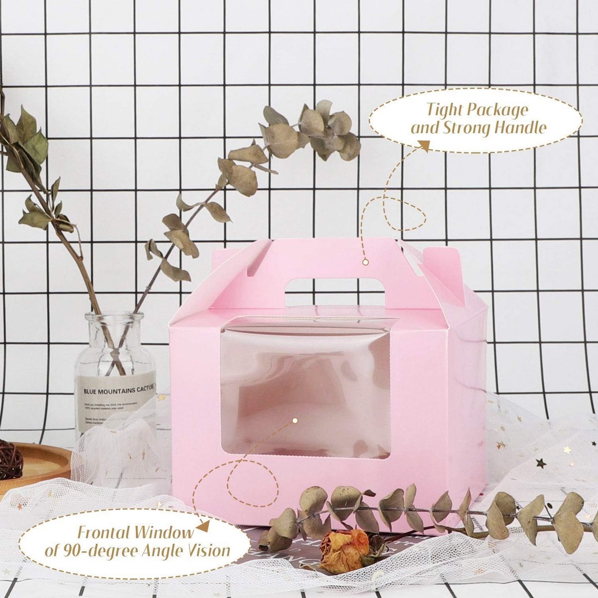 Cupcake Dozen Box Set met Venster en Handvat - 3 Stuks voor Cupcakes en Muffins