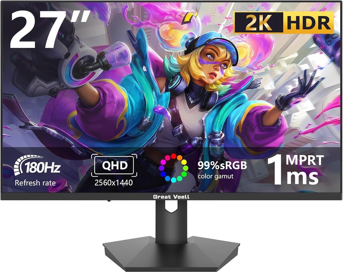 27 Inch Gaming Monitor QHD 180Hz met Oogbescherming en FreeSync