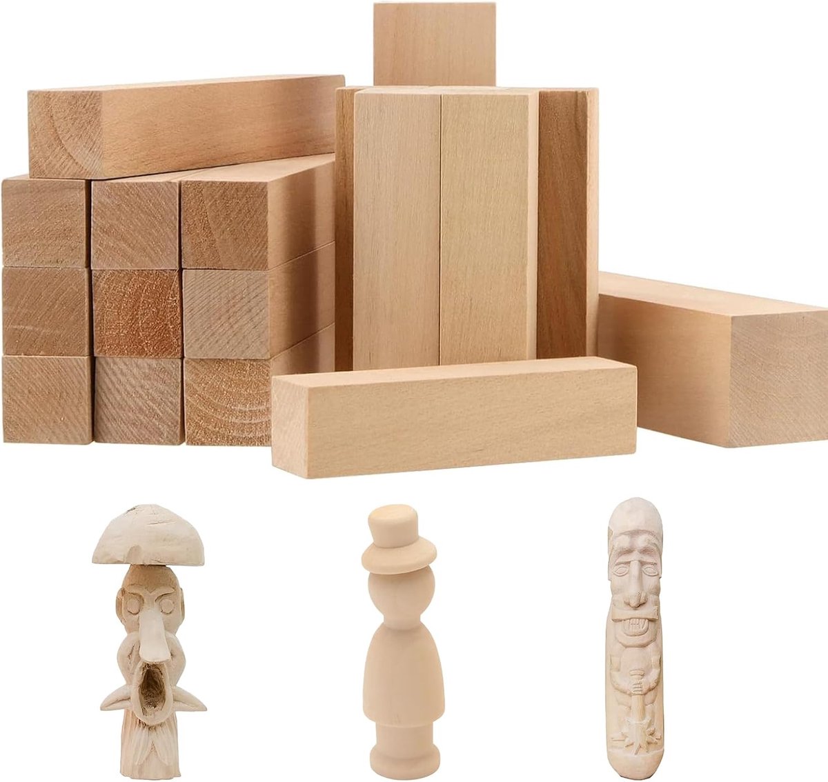24 Stuks Onbehandeld Houtsnijhout voor Creatieve Projecten