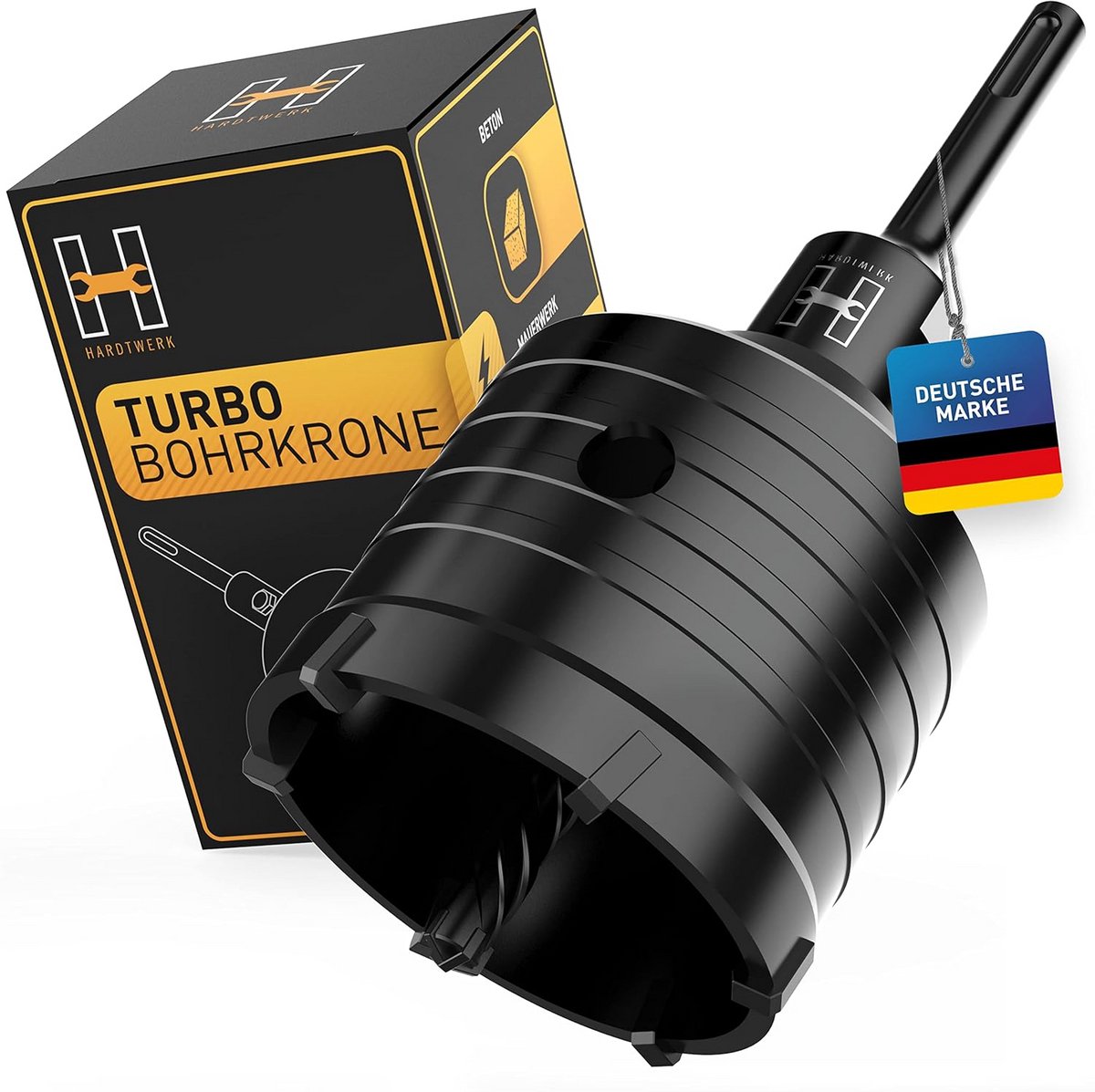 Turboboor 82 mm SDS Plus - Dopsleutelhamer voor Metselwerk, Steen, Beton en Gipsplaat - Slagvaste Kroonboor