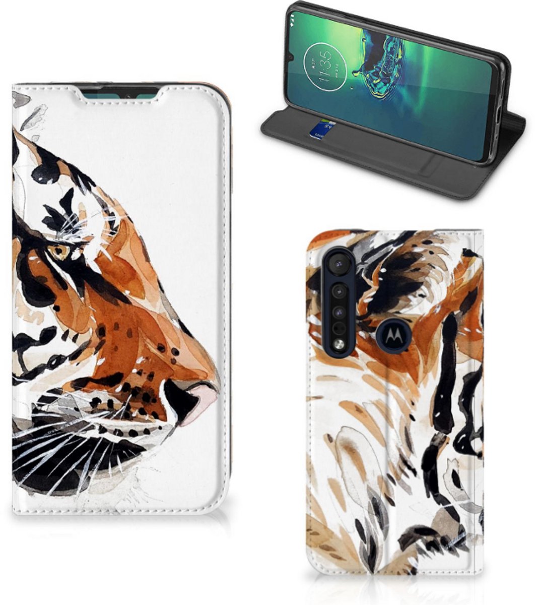 Bookcase Motorola G8 Plus Watercolor Tiger