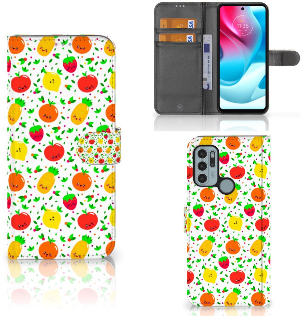 Motorola Moto G60s Book Cover Fruits