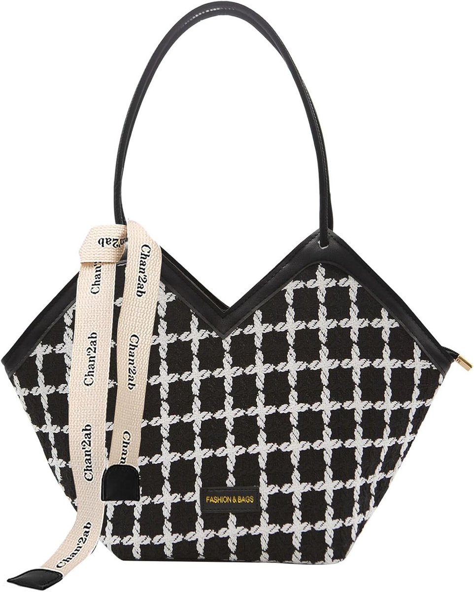 Dames Handtas Corduroy Tote Bag - Klassieke Ruit Hobo Tas voor School, Werk en Vrije Tijd