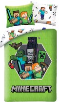Halantex Minecraft bedset cactussen de racen cactus katoenen dekbedovertrek 140 x 200 cm en kussensloop 70 x 90 cm origineel