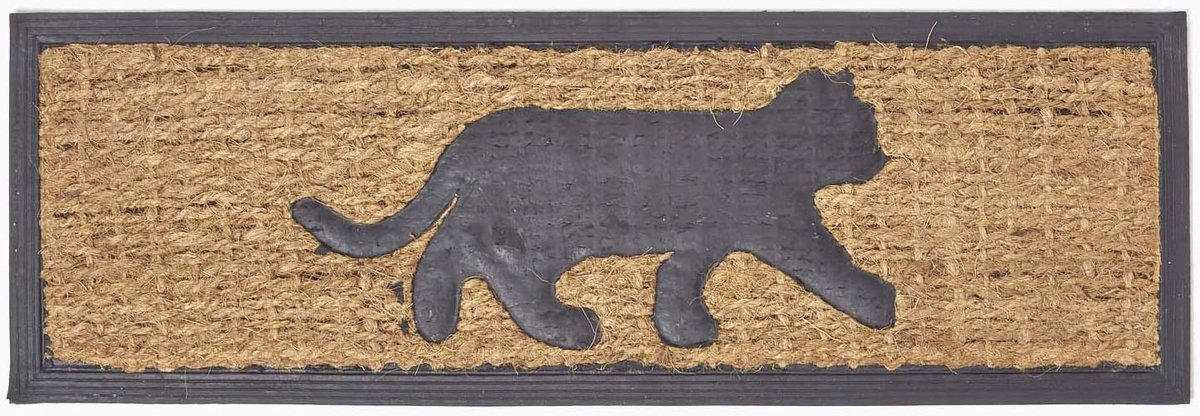 Kokos Deurmat met Katten Silhouet - Antislip Binnen- en Buitendeurmat, 25 x 75 cm