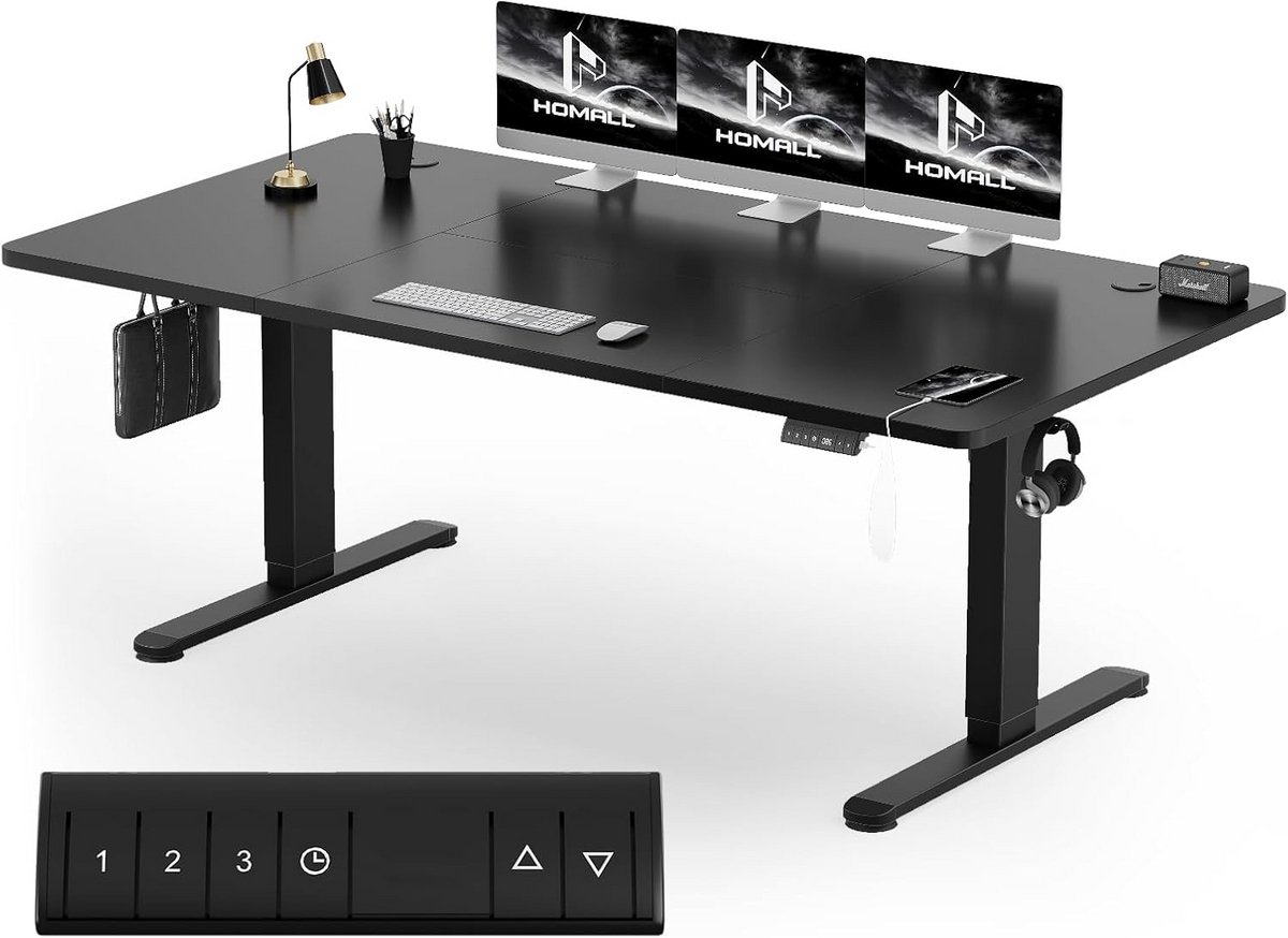 Elektrisch In Hoogte Verstelbaar Bureau 200x80cm met Geheugenfunctie voor Thuiswerk