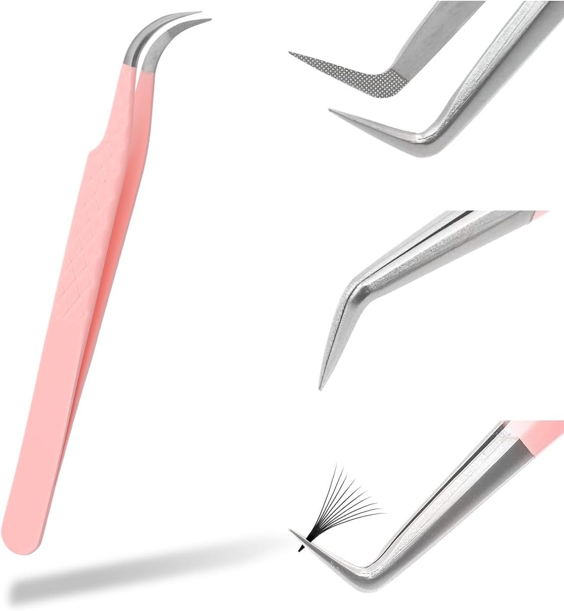 Professionele Gebogen Wimper Pincet voor Wimperextensions - Roestvrij Staal
