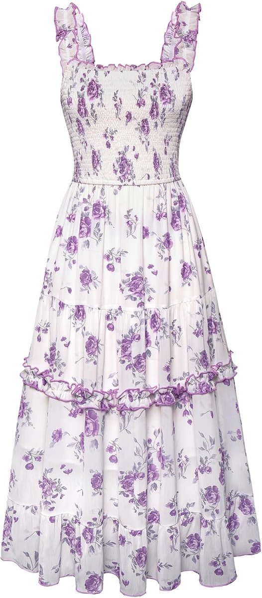 Victoriaanse Jurk voor Dames met Spaghettibandjes en Bloemenprint
