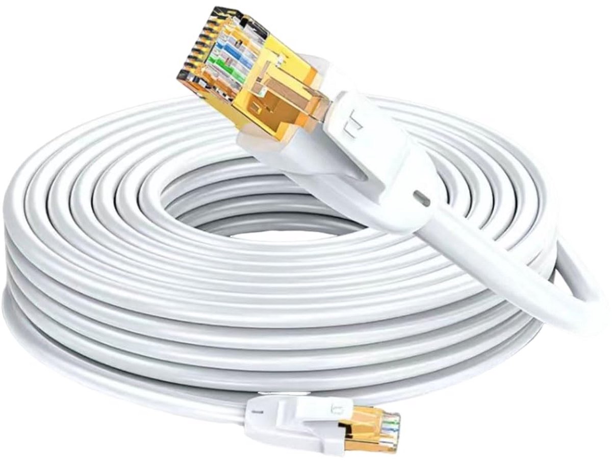 Image of 10 Meter Cat 7 Ethernet Kabel Rond met Vergulde RJ45 Stekkers