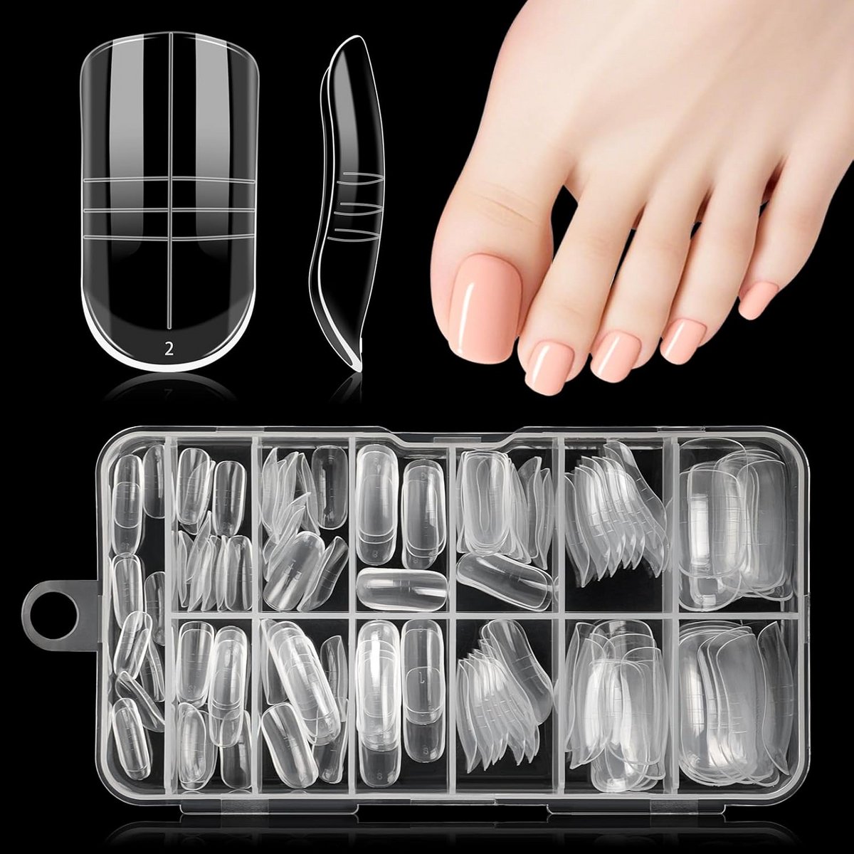 Herbruikbare nagelvormen voor teennagels - 130 stuks voor verlenging en wederopbouw