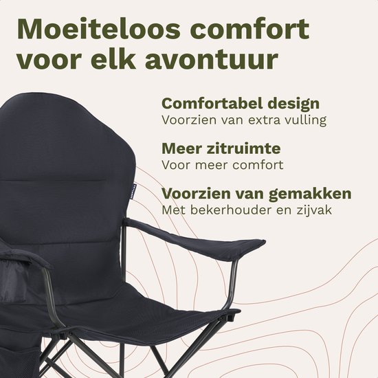 TRVLMORE Campingstoel - Opvouwbaar - 160KG Draagvermogen - Incl. Draagtas - Klapstoel - Visstoel - Kampeerstoel - Vouwstoel - Grijs van Merkloos — afbeelding 3