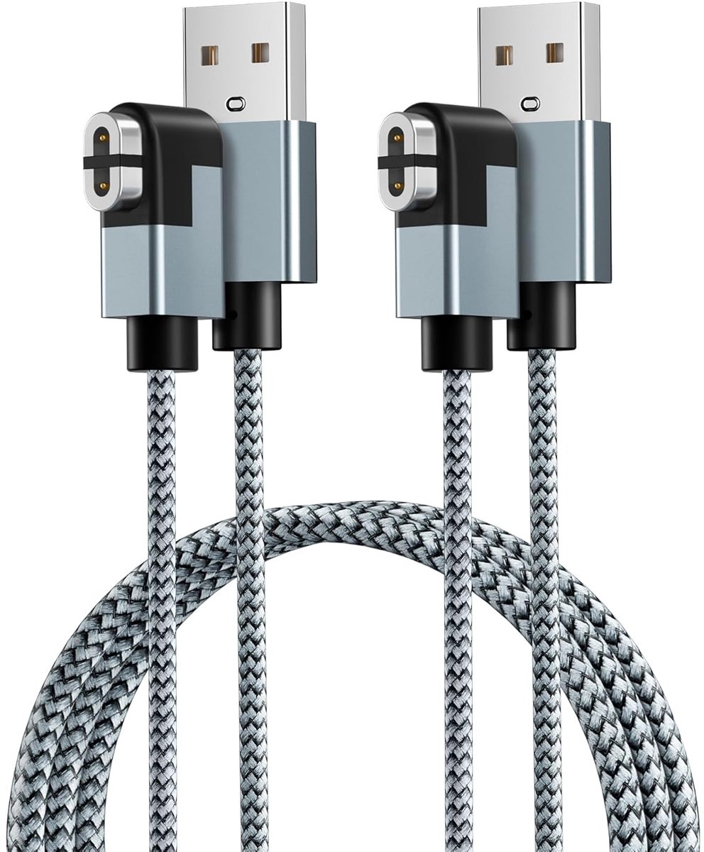 Magnetische Opladerkabel 1.2M voor Hoofdtelefoons - USB A Botgeleiding Kabel 2-Pack